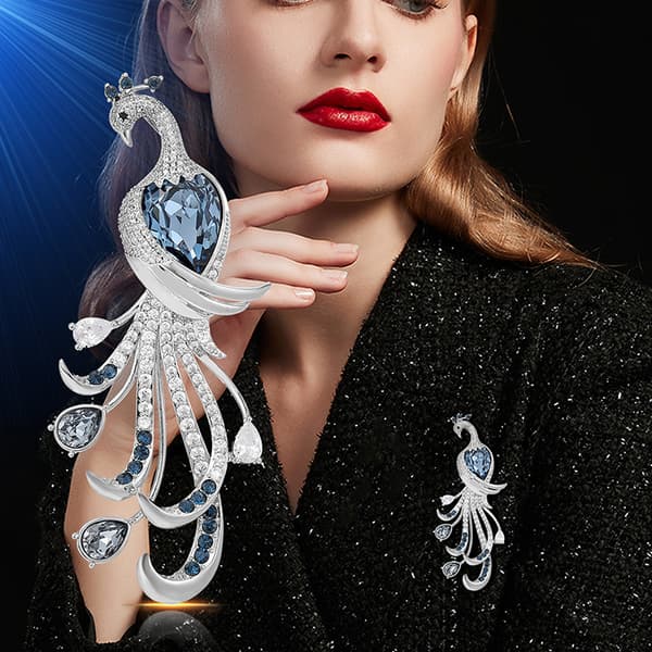 Mode udsøgt påfugl rhinestone broche til kvinders tøj A1
