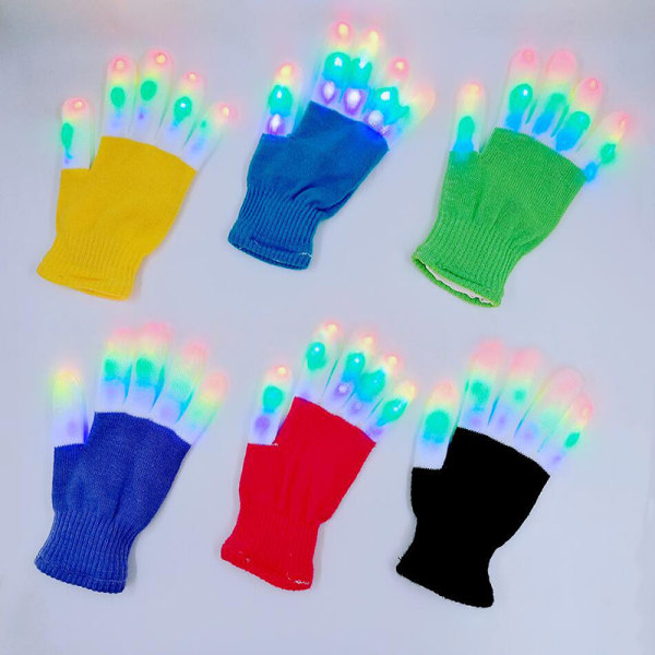 Halloween Fingerhandskar Leksaker LED Glow Glove Festdekoration Black