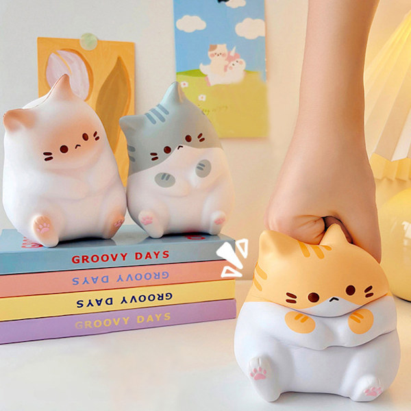Sjovt og strækbart blødt katte-squishy legetøj Gray