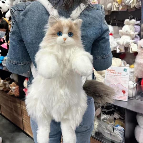 e Simulerad Katt Designer Ryggsäck Kvinnor Kawaii Mjuk Plysch Trend A2