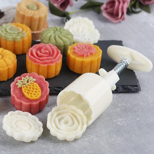 1Set Flower Mooncake Form Festival DIY Hand Pressure Fondant C