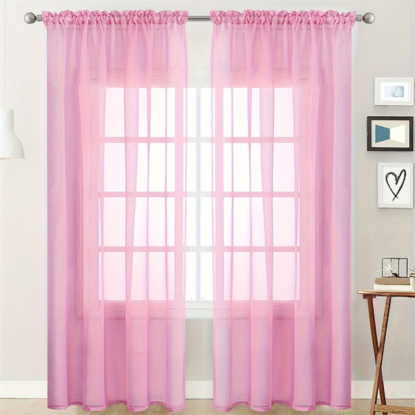 Chiffon Sheer Vindusgardiner Semi-Blackout Gardin White 100x130cm