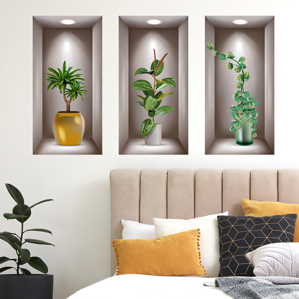 Wall Art Stickers Simulation 3D Potted Green s wallpapers 3pcs/set