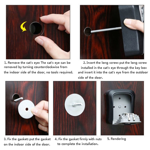 Väggmonterad Key Secret Box Organizer Låsbox Gray