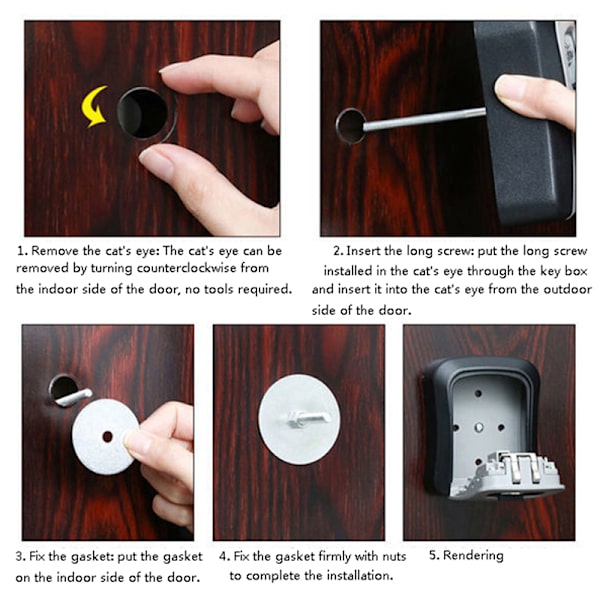 Veggmontert nøkkel Secret Box Oppbevaring Organizer Lås Box Black