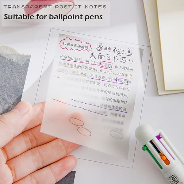 Läpinäkyvä vedenpitävä PET Memo Sticky Note 50 arkkia M