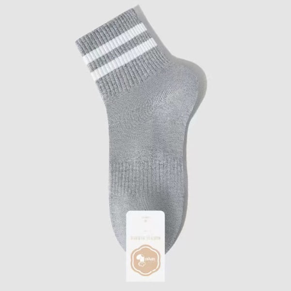 1 par kjemmet bomull Mote soild sokker fargerike stripe sokker Gray
