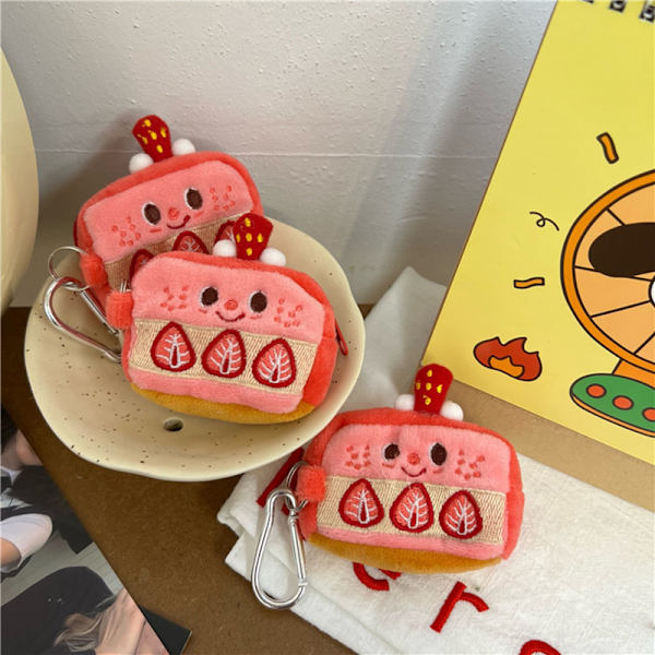 Strawberry Cake kuulokekotelo Case ja kolikkokukkaro Pink