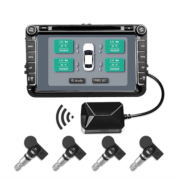 TPMS auton rengaspainejärjestelmän valvonta langaton USB hälytys Black one size