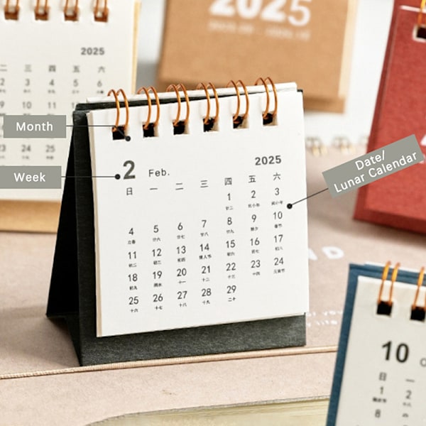 2025 Mini Simple Lille Skrivebords Kalender Lomme Bærbar Kalender P A3