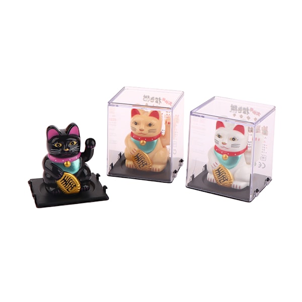 Solar Powered Lucky kat vinkende arm Vinkende ornamenter indretning White