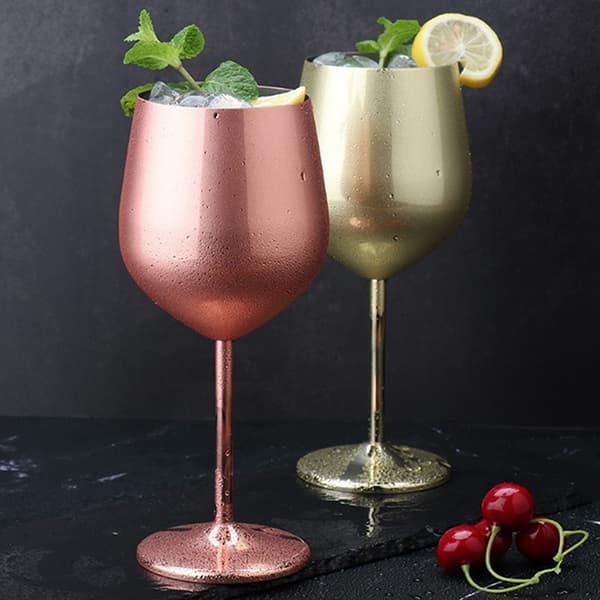 500ML Rustfritt Stål Beger Rødvin Cocktailglass Uknuselig Silver 2
