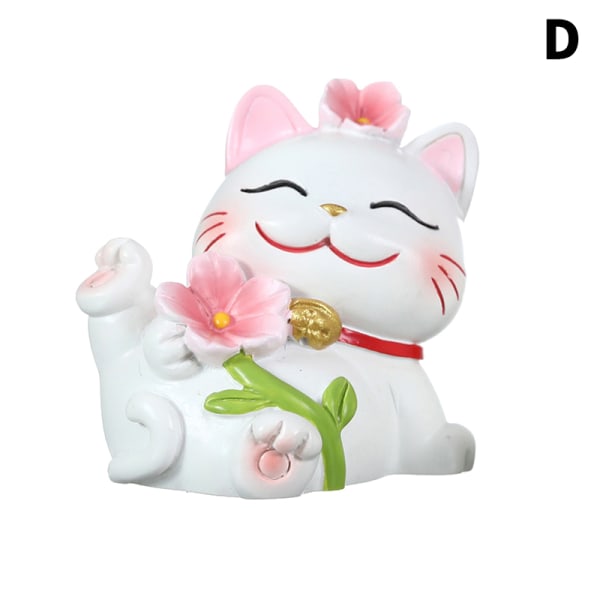 Resin Lucky Cat Ornament Cherry Blossom Cats Telefonställshållare D