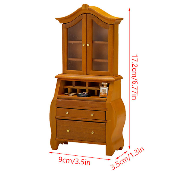 1:12 Dukkehus Miniature Bogreol Vitrineskab Opbevaringsskab