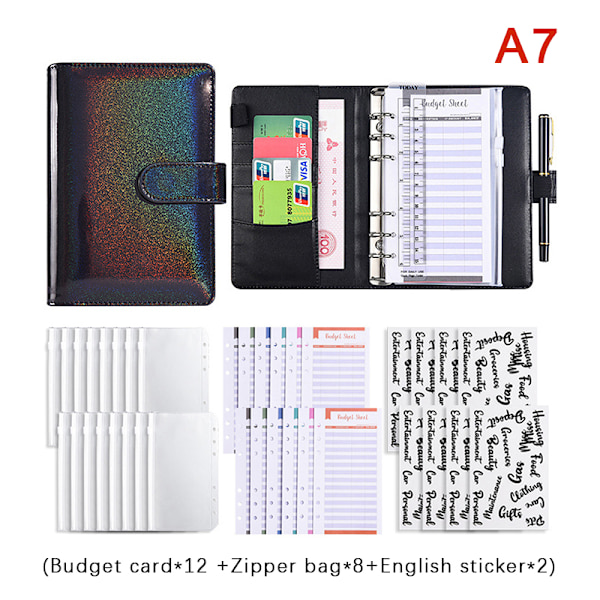 A6 nahkaiset Budget Binder -muistikirjan muistikirja-kirjekuoret A7
