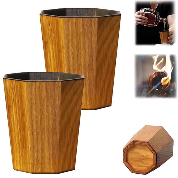 Cocktailkopp i trä Whiskeykopp Vintage Dricksglas Multifunktionell 2pcs