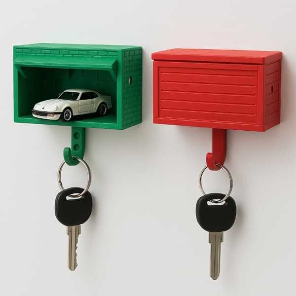 Bilgarage Nøgleholder Med Åbningsdør Væghængt Nøgleholder A2
