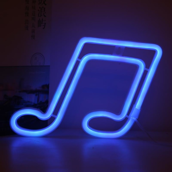LED neonskilt musiknoteformet vægnatlys Blue