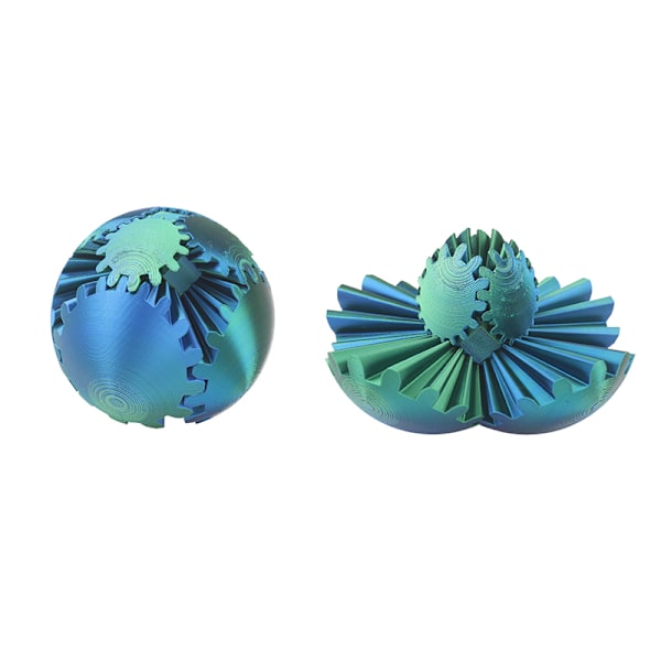 3D Printed Gear Ball Spin Ball Gear Toy Work Or Travel Toys Blue green