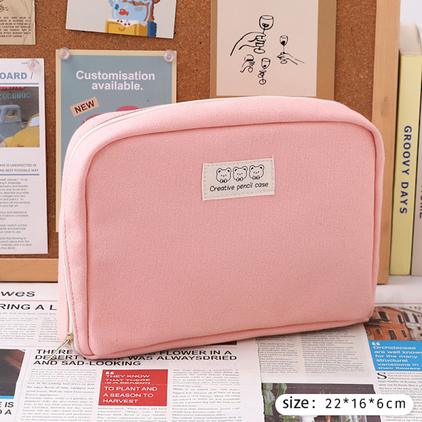 Large Capacity Pencil Case Student Pencil Case Box Stationery Pink