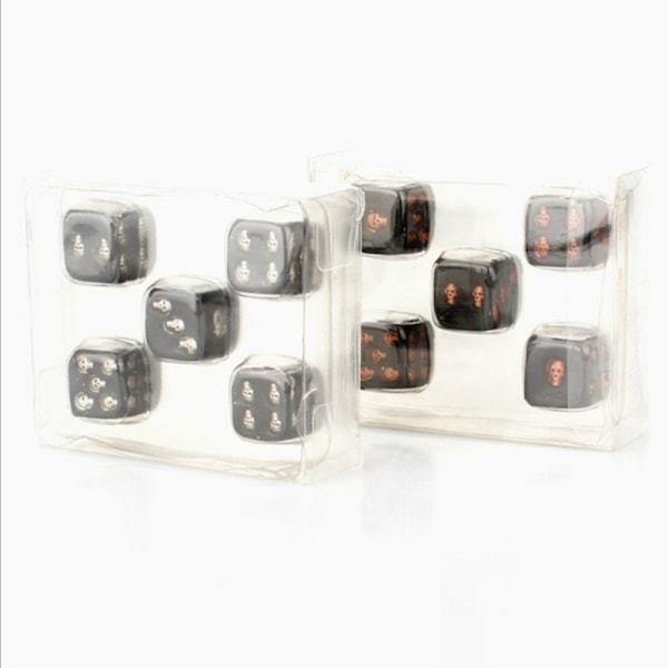 5 stk. Skelet Terninger  Nyhed Dekorativt Ornament 6 Sidet D6 Terning A3