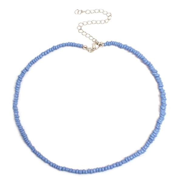 Bohemian Håndlavede Rainbow Beads Choker Halskæde Candy Color Blue