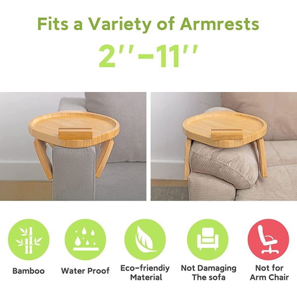 Bambus sofa armlænsbakke med 360° roterende telefonholder