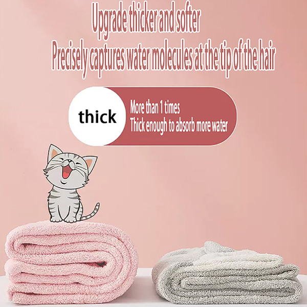 Cat Coral Fleece Hår hurtigtørrende badehætte Gray