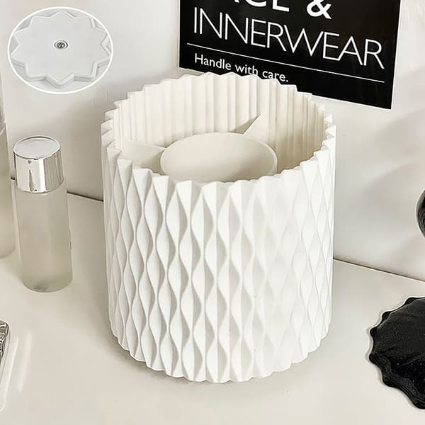 Roterande Sminkborsthållare Förvaringslåda Organizer Skrivbord Make White