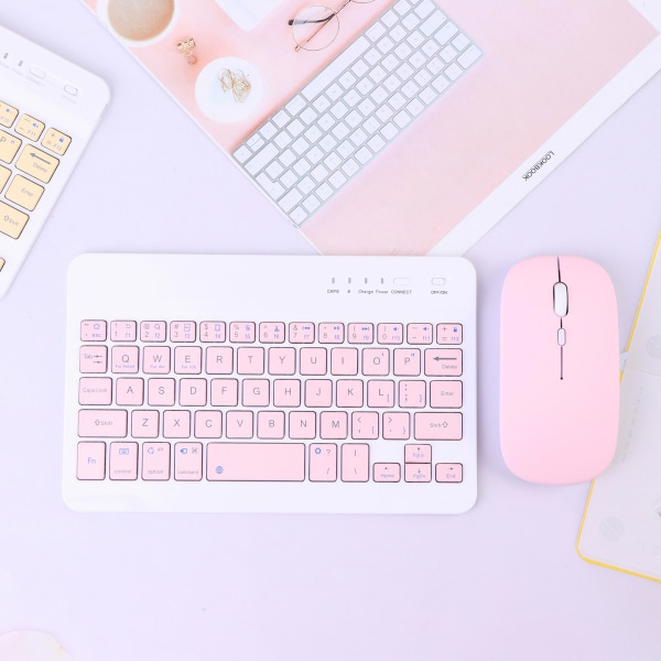 Trådløst tastatur, nettbrett, Bluetooth-tastatur og mus Pink 556e | Pink |  Fyndiq