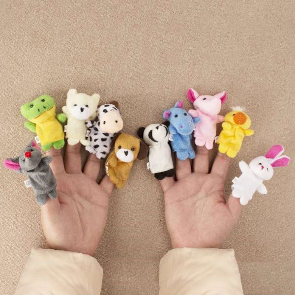 10 stk Baby plysj leke tegneserie dyr finger marionett dukke 10pcs