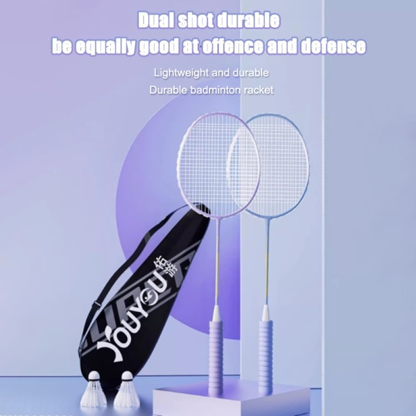 Badmintonracket Lettvektslegering dobbel racketsett blue Nylon ball