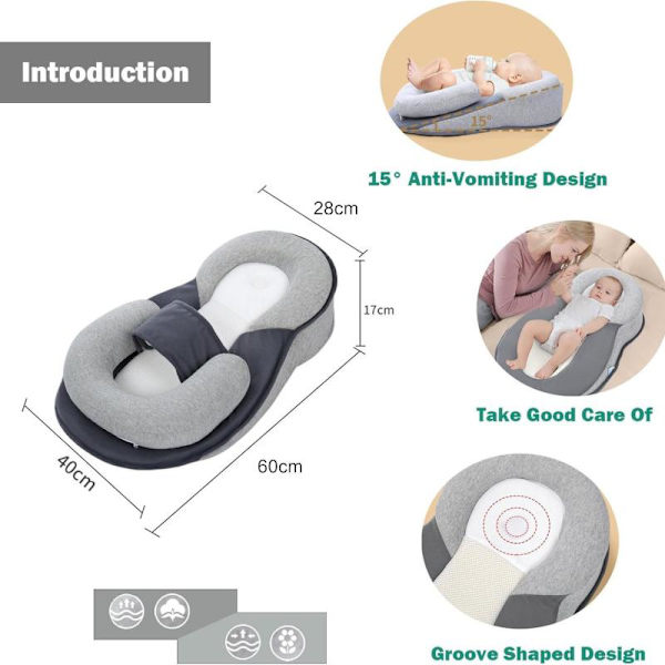 Babynest Baby Snuggle Seng Justerbar Baby Kile Lounger Anti Ov one size