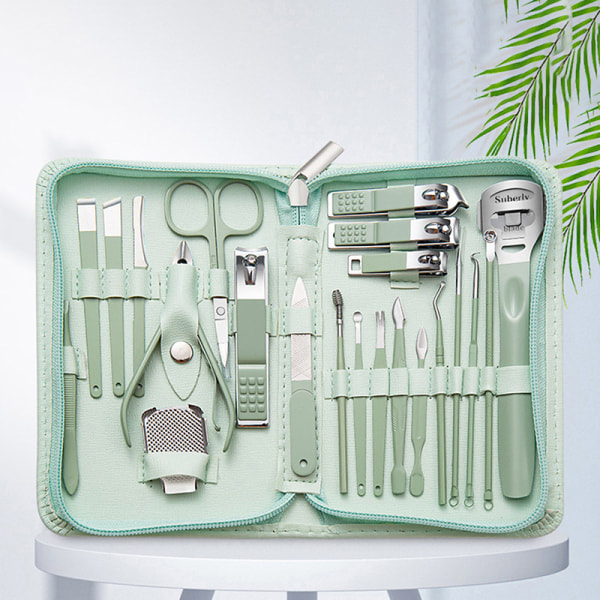 Nail Art ter Pedikyr Sax Nail Clipper Tool Set Green 10 PCS