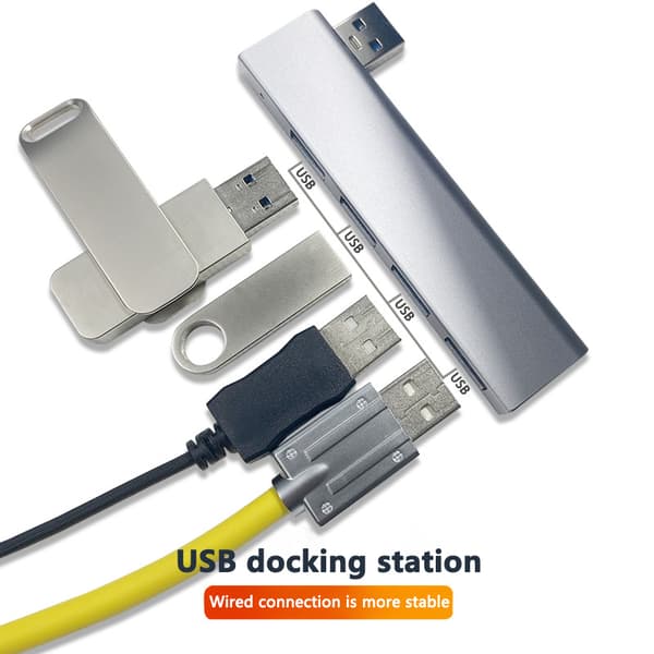USB3.0 Hub 4 Ports Extended Plug USB Splitter Laptop tilbehør