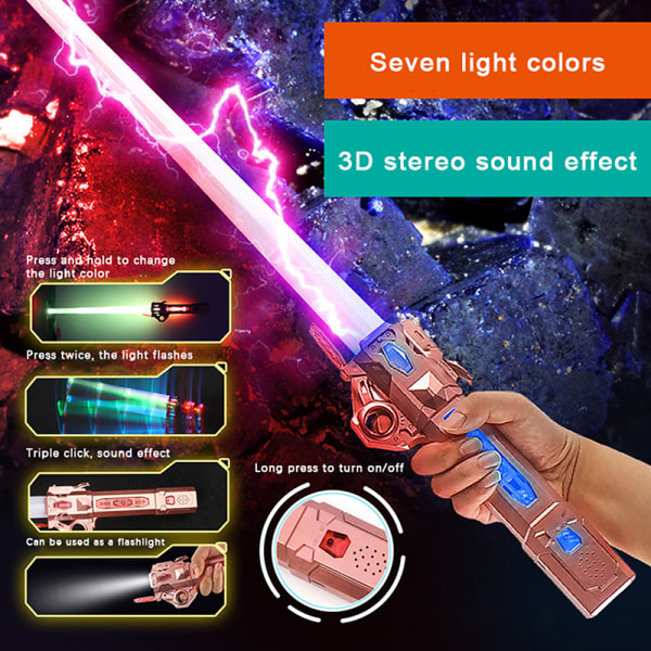 nya RGB Sword Retractable Light Sabre Leksaker för barn Rose Gold