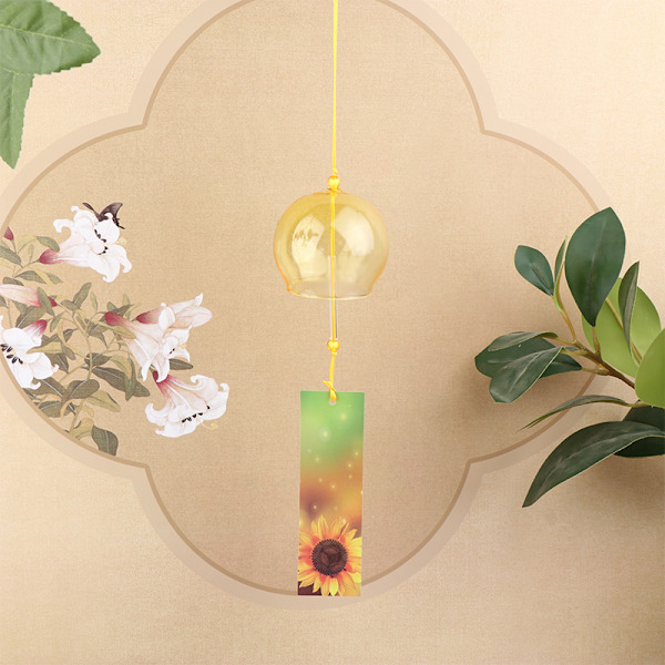 Wind Bells Nya handgjorda glas Wind Chime Present Heminredning Yellow