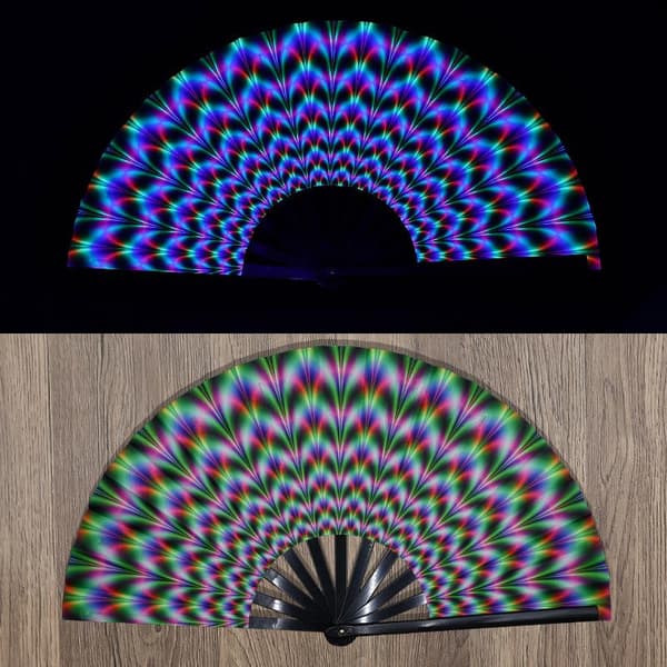 Kung Fu Fläkt UV Tryck Fluorescerande Fläkt Bambu Ben Vikbar I