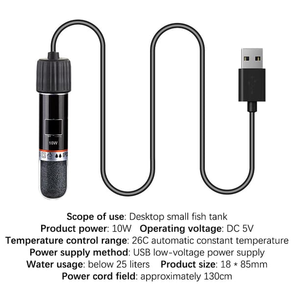 USB miniakvaariolämmitystanko pienelle akvaariolle