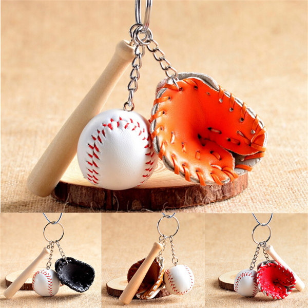 1X Mini Baseball Tredelad Charm Pendant Handväska Nyckelring Khaki