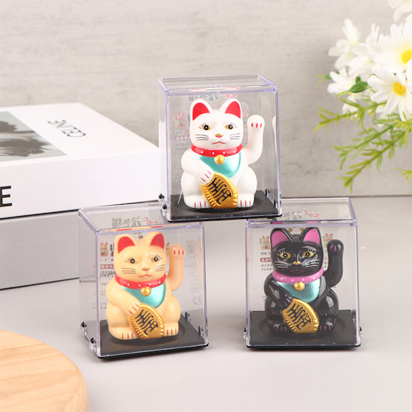 Solar Powered Lucky kat vinkende arm Vinkende ornamenter indretning White
