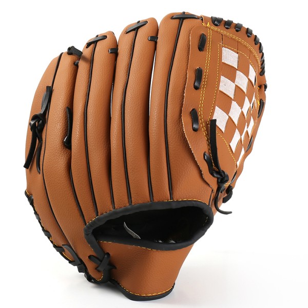 Baseballhandske för utomhussport PU-lädervaddhandskar brown 9.5 inch