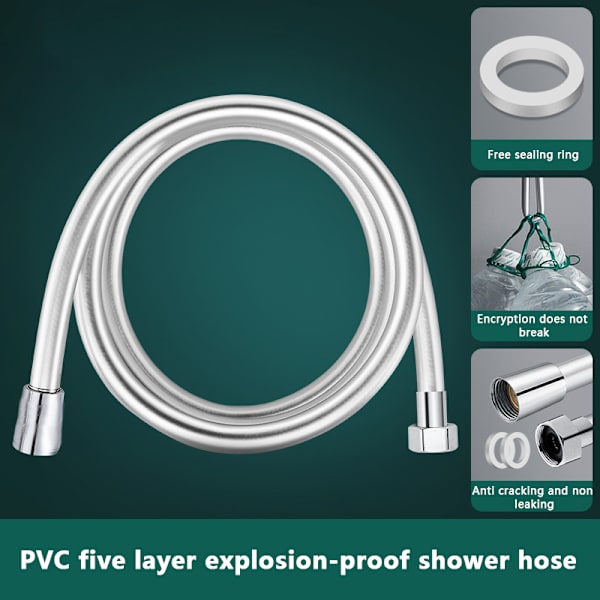 Dusjslange Universal baderomstilpasning PVC mykt badekar Silver
