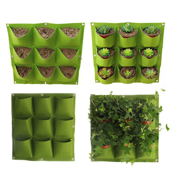 Grøn Vertical Hanging Garden er Blomsterpotter Taske Vægmontering Han as the picutre Small