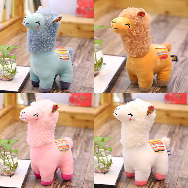 Smile Stripe Alpaca Lama Plys Fyldt Dukke Børnelegetøj Pink