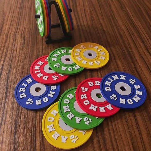 4 stk Silikon Drikkeunderstell Gym Vektplateunderlegg Multicolor