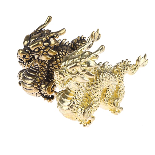1 st Antik prydnad Djur Drake Staty Feng Shui Dekor Dark gold