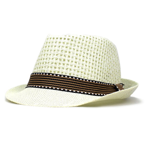 Män Beach Sun Hats Sommar Cowboy Fedora Retro Jazz Hat Beige
