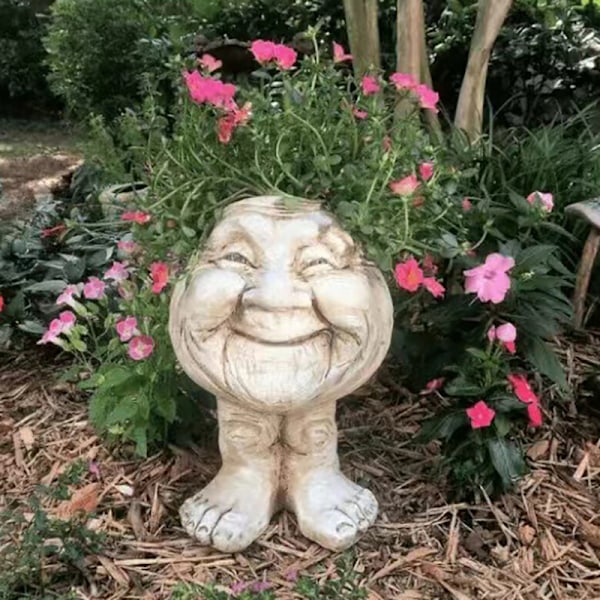 Huvud Ansikte Roligt Uttryck Skulpterad Blomkruka White S