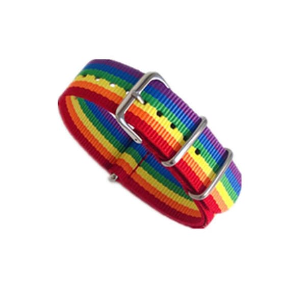Hip Hop Rainbow Nylon Canvas pararmbåndsurrem B Multicolor
